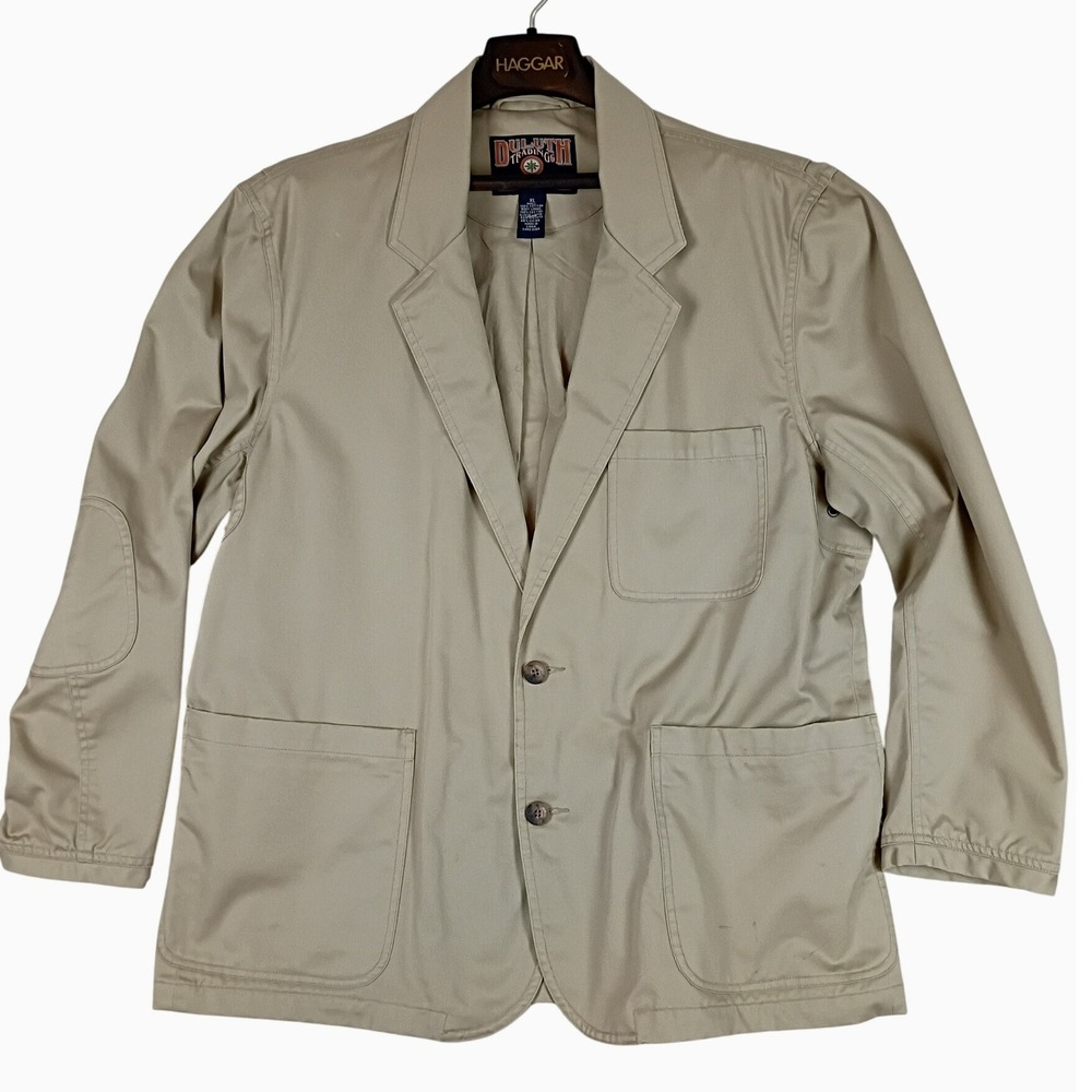 Vintage Duluth Trading Co Sport Coat Blazer Men XL Tan Field Shooting Barn Elbow